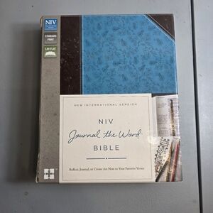 NIV Journal the Word Bible Leather Soft Brown Teal Duo-Tone Zondervan